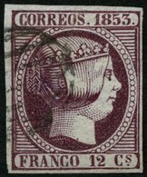 SPANIEN 13 O, 1852, 12 Cs. Lila, Pracht, Mi. 150.- - Other & Unclassified