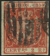 SPANIEN 28w O, 1854, 2 R. Zinnober, Dünnes Weißes Papier, Pracht, Gepr. Drahn, Mi. 110.- - Sonstige & Ohne Zuordnung