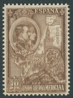 SPANIEN 552A *, 1930, 10 Pta. Ibero-Amerikanische Ausstellung I, Gezähnt L 11 3/4, Falzrest, Pracht - Altri & Non Classificati