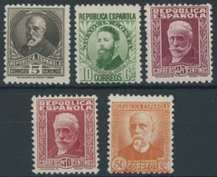 SPANIEN 618/9,22/3,25A **, 1931, 5, 10, 25, 30 Und 50 C. Persönlichkeiten Mit Rückseitigen Kontrollnummern. 5 Postfrisch - Other & Unclassified