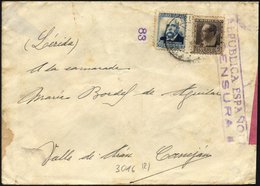 SPANIEN 618,624 BRIEF, 1937, 5 Und 40 C. Berühmte Spanier Mit Violettem Republikanischem Zensurstempel Auf Feldpostbrief - Autres & Non Classés