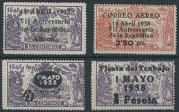 SPANIEN 706/7*,708/9** , 1938, 7 Jahre Republik Und Tag Der Arbeit, 4 Postfrische Prachtwerte - Altri & Non Classificati