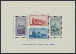 SPANIEN Bl. 9A **, 1938, Block Historische Baudenkmäler, Gezähnt, Postfrisch, Pracht, Mi. 90.- - Otros & Sin Clasificación