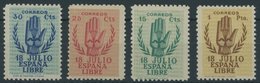 SPANIEN 807-10 *, 1938, Nationale Erhebung, Falzrest, Prachtsatz - Otros & Sin Clasificación