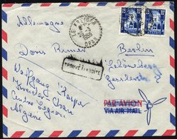 ALGERIEN 328 Paar BRIEF, 1955, 15 Fr. Blau/hellblau Im Paar Auf Brief Eines Deutschen Fremdenlegionärs Aus Der Nähe Von  - Lettres & Documents