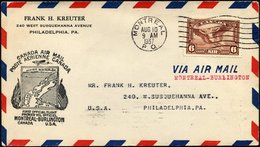 KANADA 196 BRIEF, 10.8.1937, Erstflug MONTREAL-BURLINGTON (USA), Prachtbrief, Müller 300 - Sonstige & Ohne Zuordnung