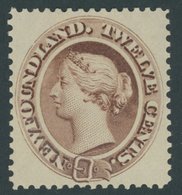 KANADA - NEUFUNDLAND 43 *, 1894, 12 C. Lilabraun, Falzrest, Pracht, Mi. 80.- - 1857-1861