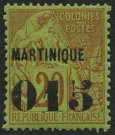 MARTINIQUE 13 *, 1891, 015 Auf 20 C. Rot Auf Grün, Falzrest, Pracht, Mi. 70.- - Autres & Non Classés