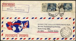 MEXIKO 30.10.1952, KLM-Erstflug MEXIKO-AMSTERDAM, Leichte Bedarfsspuren, Prachtbrief - México