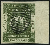 NORDBORNEO 37U O, 1888, 2 S. Grün, Ungezähnt, Rechtes Randstück, Pracht, R! - North Borneo (...-1963)