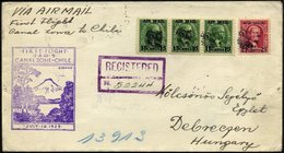 PANAMA-KANALZONE 80/1 BRIEF, 16.7.1929, Erstflug F.A.M.9 CANALZONE-CHILE, Reco-Flugbrief Nach Debreczen/Ungarn: (Christo - Panama