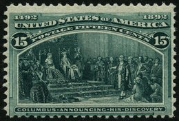 USA 81 (*), Scott 238, 1893, 15 C. Columbus-Weltausstellung, Gummi Nicht Original, Pracht, $ 225 - Autres & Non Classés