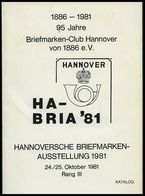 PHIL. LITERATUR Katalog Hannoversche Briefmarken-Ausstellung 1981, Rang III, Briefmarken-Club Hannover Von 1886 E.V., 11 - Filatelie En Postgeschiedenis