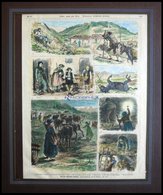 BAYERISCHES HOCHLAND, 7 Ansichten Auf Einem Blatt, Kolorierter Holzstich Von Grögler Um 1880 - Litografía