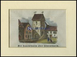 BRAUNSCHWEIG: Der Lauenthurm, Kolorierter Holzstich Auf Vaterländische Geschichten Von Görges 1843/4 - Litografia