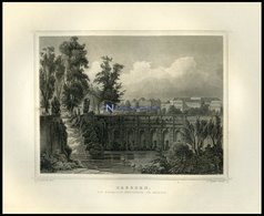 DRESDEN: Das Ehemalige Nymphenbad Am Zwinger, Stahlstich Von Rohbock/Poppel Um 1850 - Lithographies