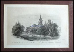 KARLSRUHE: Die St. Stephan Kirche, Stahlstich Auf Chinapapier Von Frommel Um 1840 - Litografía