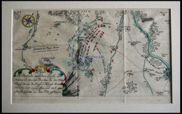 LISSA Und NEUMARCK, Belagerungsplan Zwischen Lissa Und Neumarck Vom 5.12.1757, Altkolorierter Kupferstich Von Ca. 1760 - Lithographies