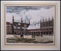 LÜBECK: Marktplatz Und Rathaus, Kol. Holzstich Von Bartels Von 1881 - Litografía