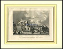 MÜNCHEN: Die Allerheiligenkirche, Stahlstich Von Schönfeld/Höfer, 1840Briefstück - Lithographies