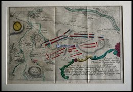 PLANIAN Und KAURZIM, Schlacht Vom 18.6.1757, Altkolorierter Kupferstich Von Ca. 1760 - Lithographien