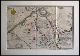 SANDERSHAUSEN, Plan Der Schlacht Vom 23.7.1758, Altkolorierter Kupferstich Von Ben Jochai Bei Raspische Buchhandlung 176 - Litografía