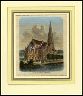 STUTTGART: Die Johanneskirche, Kolorierter Holzstich Um 1880 - Lithographien