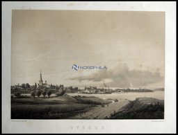 NYBORG (Nyborg), Gesamtansicht, Lithographie Mit Tonplatte Von Alexander Nay Nach Wilhelm Petersen Bei Emil Baerentzen,  - Lithographien