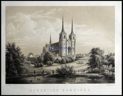 ROSKILDE (Roeskilde Domkirke), Die Domkirche, Lithographie Mit Tonplatte Von Alexander Nay Bei Emil Baerentzen, 1856 - Litografia