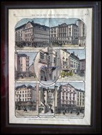 WIEN: Alte Häuser, 8 Ansichten Auf Einem Blatt, Kolorierter Holzstich Von Kirchner Um 1880 - Litografía