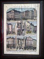 WIEN: Alte Häuser, 8 Ansichten Auf Einem Blatt, Kolorierter Holzstich Von Kirchner Um 1880 - Litografia