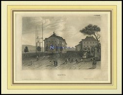 HOFWYL B. BERN: Teilansicht Mit Spielenden Kindern Im Vordergrund, Stahlstich Von B.I. Um 1840 - Litografía