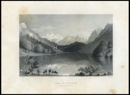 Der LUNGERNSEE (KANTON UNTERWALDEN), Stockfleckig, Stahlstich Von Bartlett/ Wallis, 1836 - Litografía
