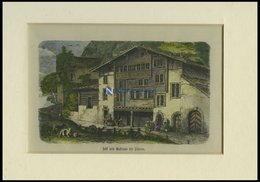 Bei SILENEN: Sust Und Gasthaus, Kolorierter Holzstich Um 1880 - Lithographien