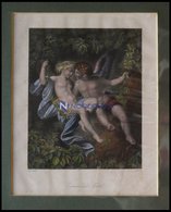 Eumon Und Nysial, Kolorierter Stahlstich Um 1840 - Lithographien
