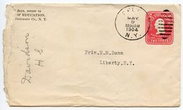 United States 1904 Scott U395 Postal Envelope Delphi To Liberty NY - 1901-20