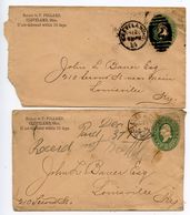 United States 1887-88 2 Postal Envelopes Cleveland OH To Louisville KY - ...-1900