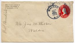 United States 1910's Scott U411 Postal Envelope Walden New York Duplex Postmark - 1901-20