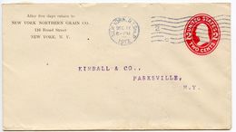 United States 1912 Scott U411 Postal Envelope NYC, NY Northern Grain Co. - 1901-20