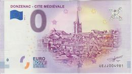 Billet Touristique 0 Euro Souvenir France 19 Donzenac - Cité Médiébale 2018-3 N°UEJJ004981 - Privatentwürfe