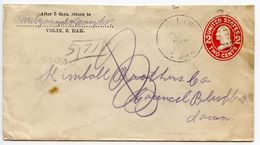 United States 1910's Scott U411 Postal Envelope Volin SD To Council Bluffs IA - 1901-20