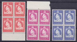 Denmark 1959 Mi. 371-73 60. Geburtstag Von König Frederik IX. 4-Blocks Complete Set MNH** - Blocks & Sheetlets