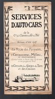 SERVICE D'AUTO CARS DE LA CIE DES CHEMINS DE FER DU MIDI, Horaires Itinéraires 1927 (PPP8992) - Europa