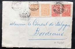 Colombie 1908 Devant De Lettre N°185 & 187 Oblitéré Cachet Francais De Ligne Colon à Bordeaux RRR Signé Calves - Colombia