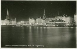 003878  Hamburg Bei Abendbeleuchtung - Blick N. D. Jungfernstieg - Mitte