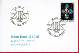 1969 - Belgique - Obl. "ECHOPHIL - BRUXELLES" Sur Tp Vitrail De Mons N°1519 (sur Carte) - Andere & Zonder Classificatie