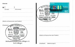 1994 - Allemagne Fédérale - Oblitération De ETTLINGEN "Heimattage 1994" Sur Tp N° 1561 - Carte Postale - Machines à Affranchir (EMA)