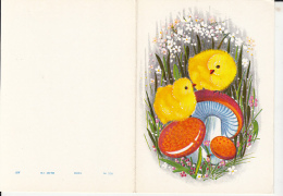 72126- CHICKENS, FLOWERS, MUSHROOMS, 2 PARTS FOLDED - Mushrooms