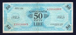 Banconota 50 Lire - Allied Military Currency 1943 (Bilingue) - Occupazione Alleata Seconda Guerra Mondiale