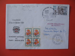 Taxe Timbres Fleurs Sur  Enveloppe  1981  Du Congrès National Du Parti Socialiste - 1960-.... Oblitérés